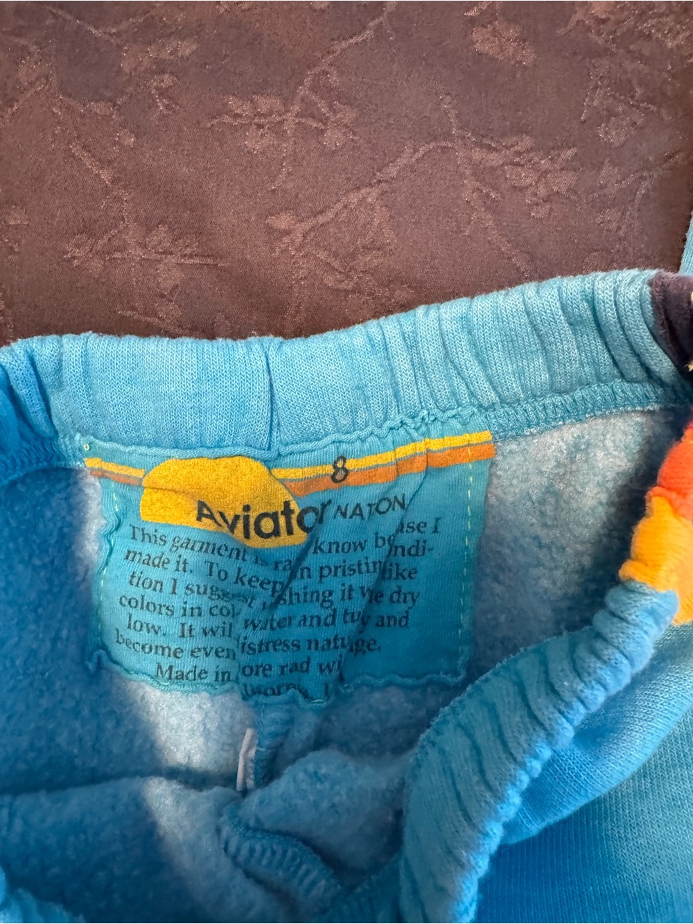 Aviator Nation Kids Turquoise Zip Hoodie & Sweatpants Set with Rainbow Stripes - Picture 6 of 6